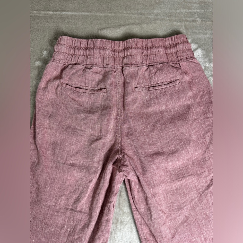Athleta Size 8 Cabo Linen Wide Leg High Waisted Pants Plus Tawny Rose Pink - Picture 5 of 13